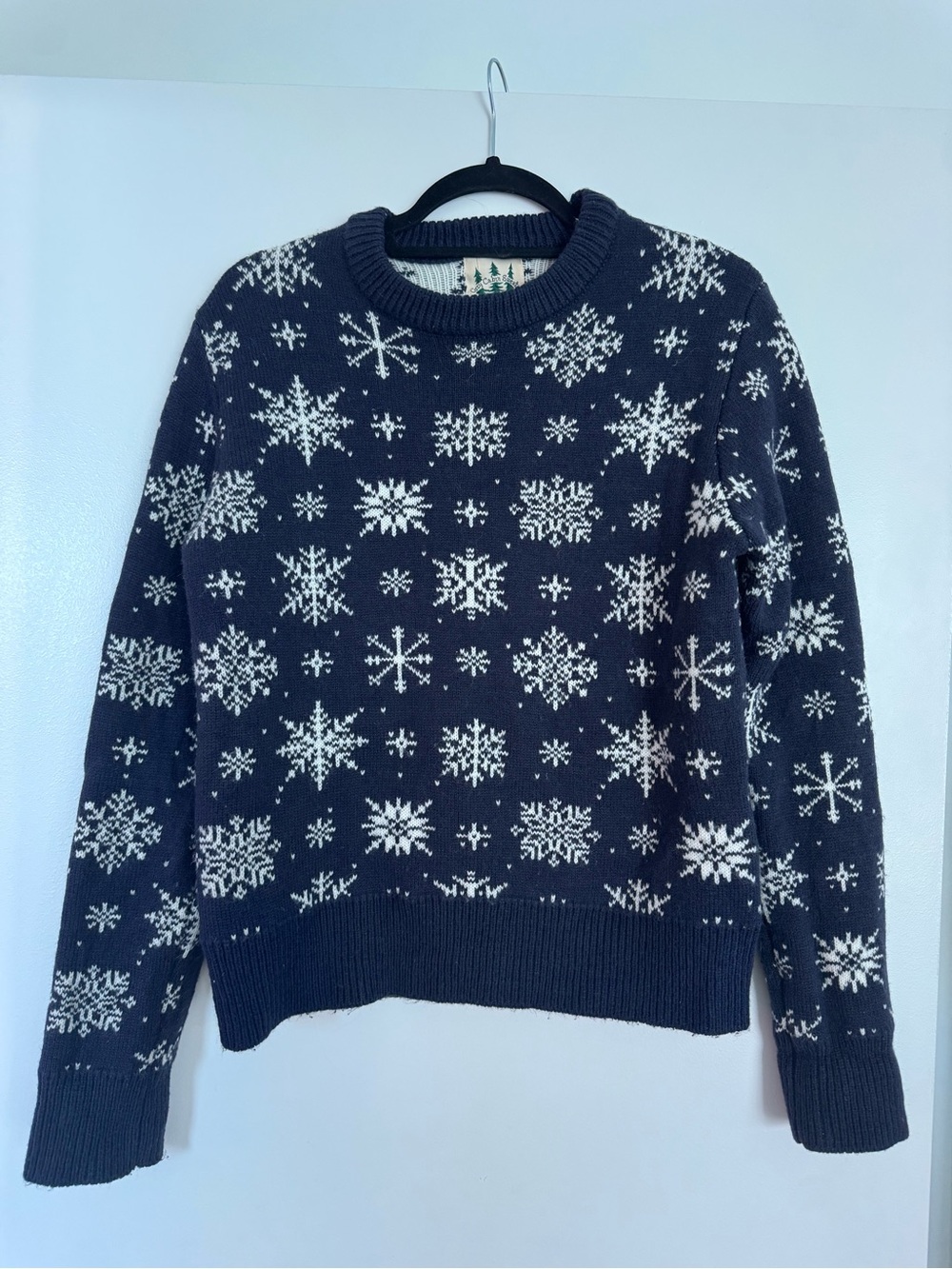 Kiel James Patrick Navy & White Snowflake Crewneck Sweater